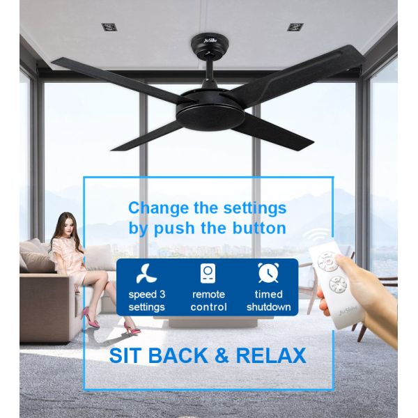 Estilo Europeu Engenharia Comercial Ventilador de Tecto lâmina de metal para sala de estar silenciosa