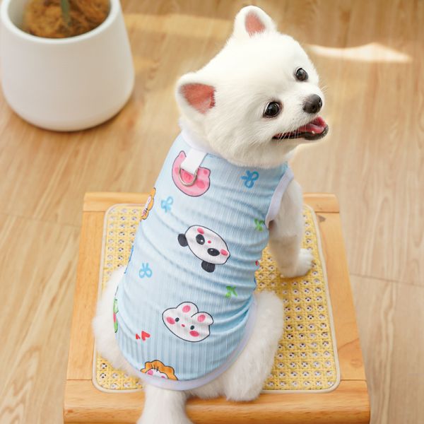 Ice Silk Dog Summer Vest Machine Washable XS-8XL With Printed Pattern