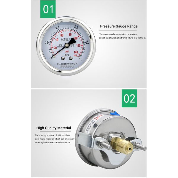 62.5mm NPT1/4 Spring Tube Manometer with 16bar Nominal Diameter and NPT1/4 Connection
