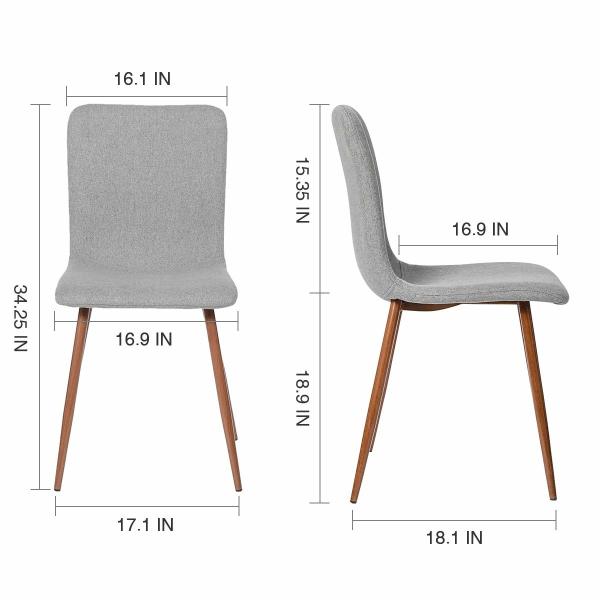 Fabric Cushion Upholstered Kitchen Chairs Seat Back Brown Metal Legs For Kitchen