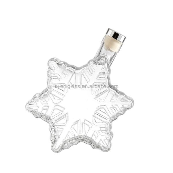 Base Material Super Flint Glass Unique Star Design Glass Bottle for Luxury Whisky Vodka