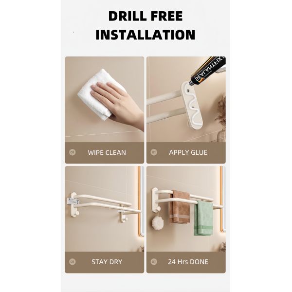 Euro Bathroom Shower Accessories Three Pieces Towel Rack Electroplated Aluminum Alloy