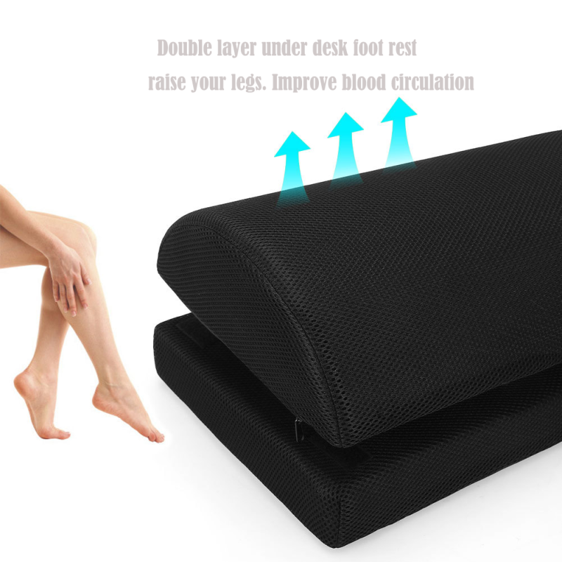 Home Under Desk Foot Rest Pillow Ergonomic Footrest with Massage and Mesh Outer Cover