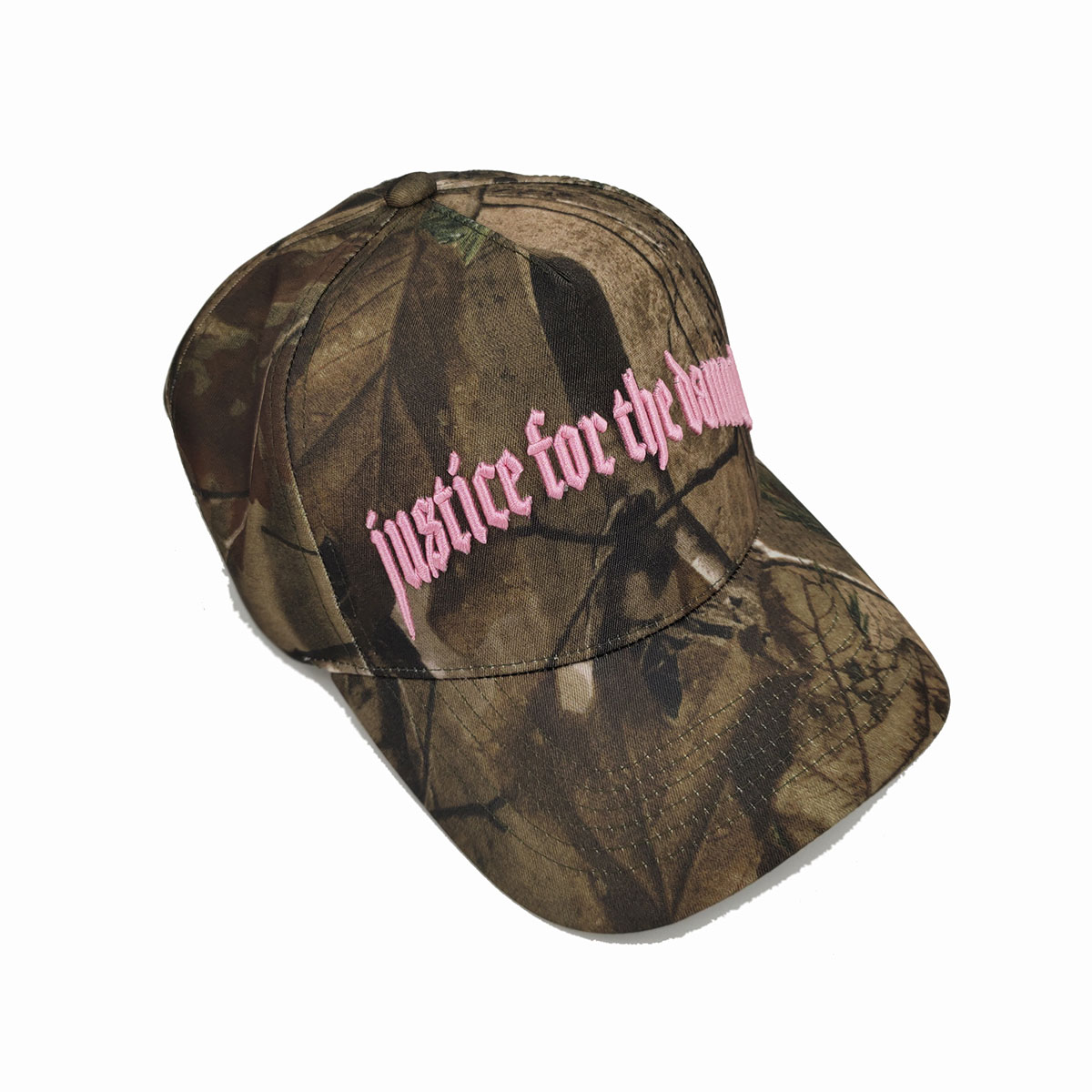 Pure Cotton Real Tree Leaf Baseball Caps Camo Flame 3D Embroidery Letter Hunting Outdoor Sport Pink Stitching Camo