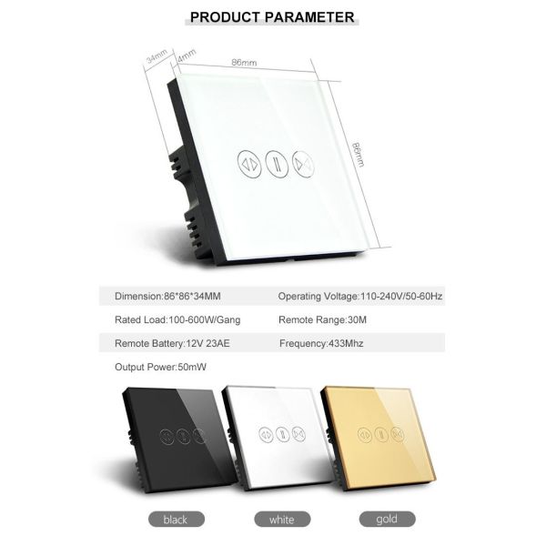 Smart Life Curtain Switch For Electric Motorized Curtain Blind Roller Shutter With Google&Alexa