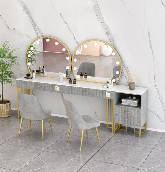 Nordic Standing Hollywood Mirror And Desk Dressing Table With Drawers
