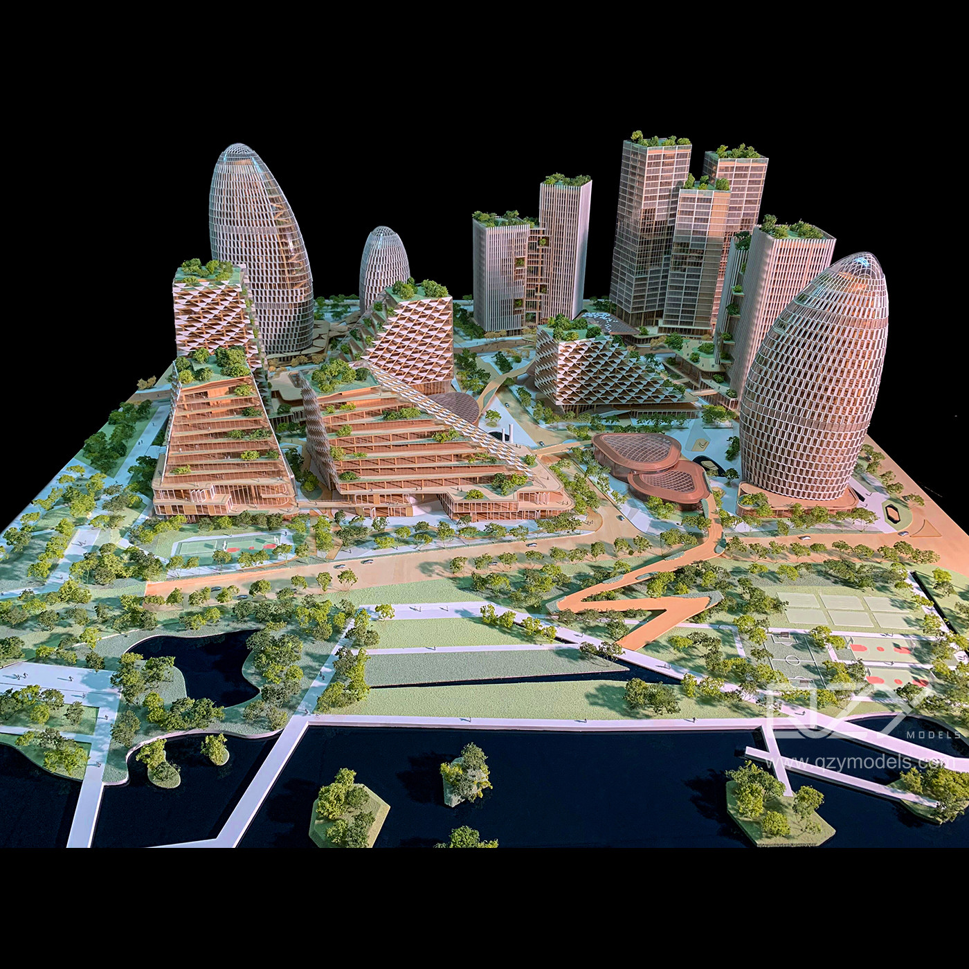 Модель исследования конкуренции - NBBJ 1/300 Модель конкуренции Tencent Da Chan Bay