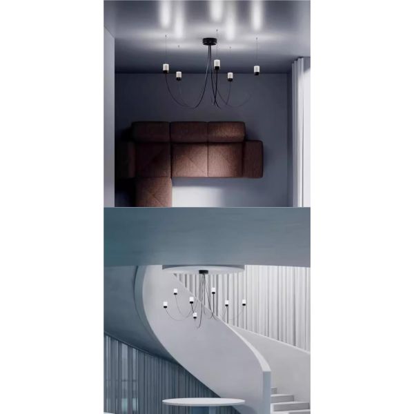 Современный элегантный черный металлический люстральщик с белыми стеклянными оттенками в форме свечи для гостиной спальня Вилла отель