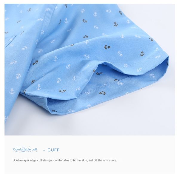 Polyester Fiber Men's Summer Floral Print Short-Sleeved Shirt Casual and Youth Design
