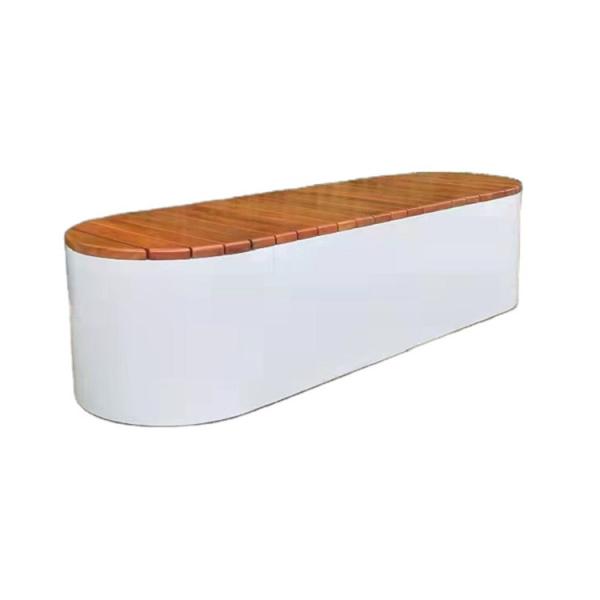 New Design Garden Ellipse Long Chair Outdoor Metal And Wood Park Bench