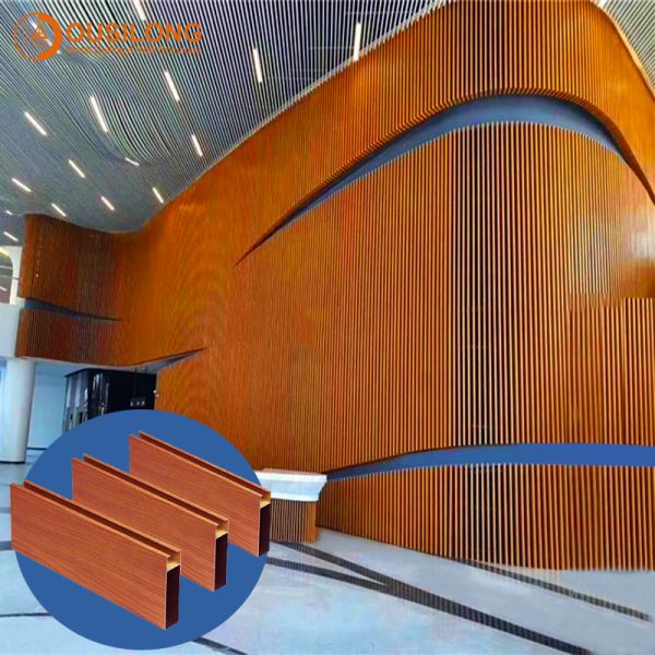 Construction Suspended Metal Linear Baffle Strip Decorative Extruded Aluminium / Aluminum Profile Wall Ceiling Panel