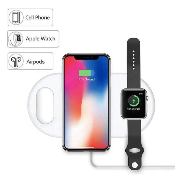 Qi Standard Pearl White 3 In 1 10W Qi Wireless Charging Pad