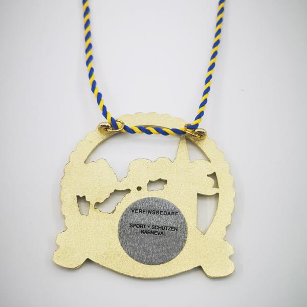 Gold Plating Carnival Session Medal With Intricate 3D Design And Cord Attached