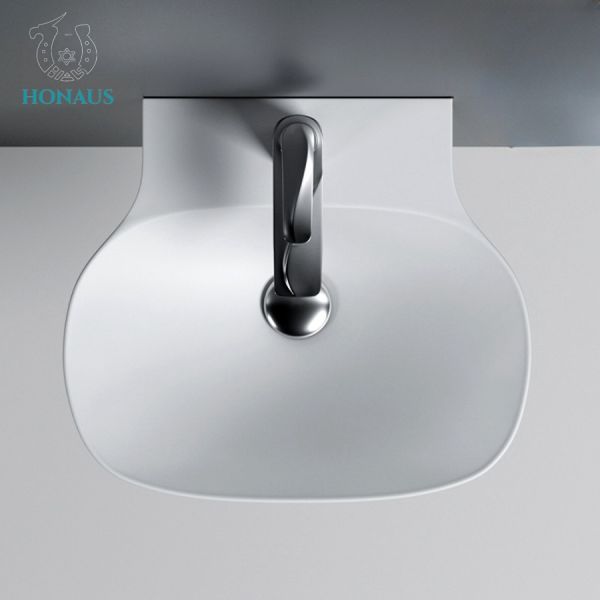 Modern Streamlined Surfaces Bathroom Wall Hung Bain Sink Hand Wash Wall Mounted