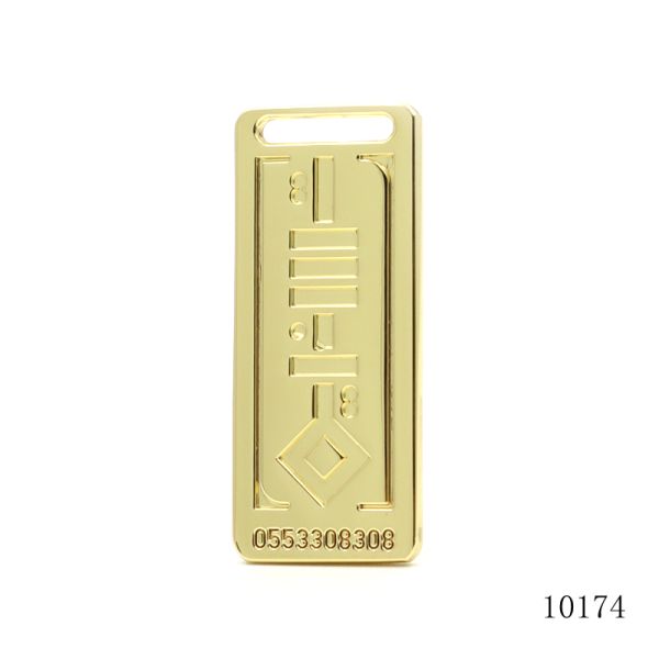 Engraved Metal Logo Tag Rectangle Key Chain Bag Charm Hypoallergenic