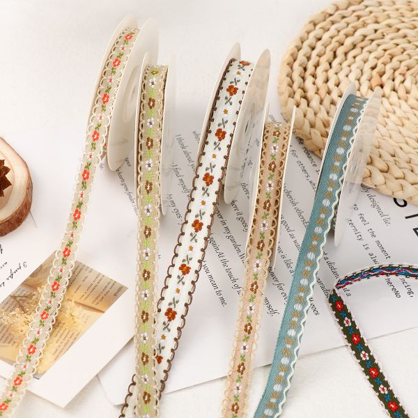 15 мм * 50y Пасторальная цветовая хлопчатовая лента Пекарня Торт лента Бук DIY Материал Декорация лента Цветочный букет Упаковка