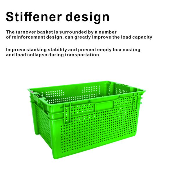 Vented Collapsible Plastic Storage Crate for Durable and Lightweight Storage