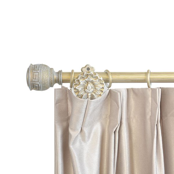 0.6MM Thick Grooved Pipe Curtain Rods With Aluminum Carved Holder Resin Curtain Head