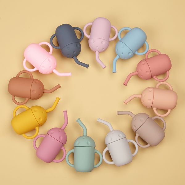 Portable Silicone Feeding Cup Baby Silicone Drinking Cups ODM 11*6.5*14cm