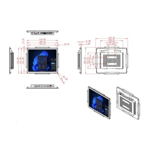 19-Inch Windows Control Hub for Security Systems, Smart Factory Monitoring, Educational Interfaces, and Digital Signage Applications