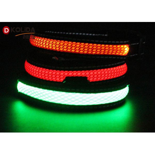 Small / Medium Size LED Nylon Pet Personalized Dog Collars Luminious