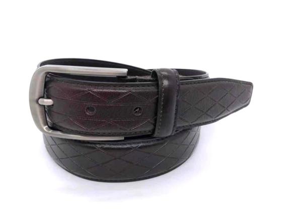 Black 35MM Embossed Mens Leather Dress Belt For Pants