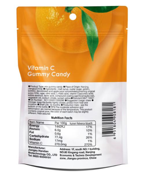 Fruit Shaped Orange Pectin Gummy Candy Golden Vitamin C Pectin Fruit Snacks