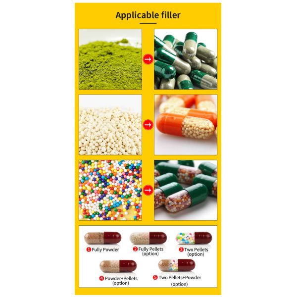 Máquina semiautomática de enchimento de cápsulas com duas cabeças para cápsula dura vazia