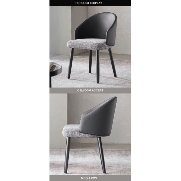 Leather Fabric Nordic Design Living Room Chair Scratch Resistant Wood Leg Fabric Restaurant Armchair Single Chair