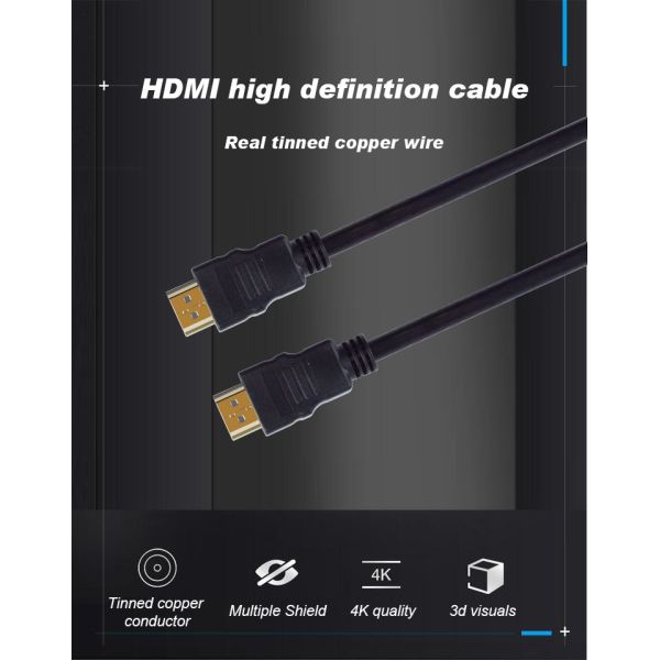 Cabo HDMI 4K 1m 1.5m 2m 3m 5m 8m 10m 15m 18gbps Cabo HDMI Revestido de Ouro
