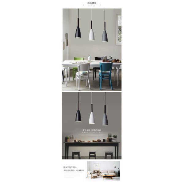 Modern alluminum Grey  IP22 3 light Pendant Lamp For Dinner Room
