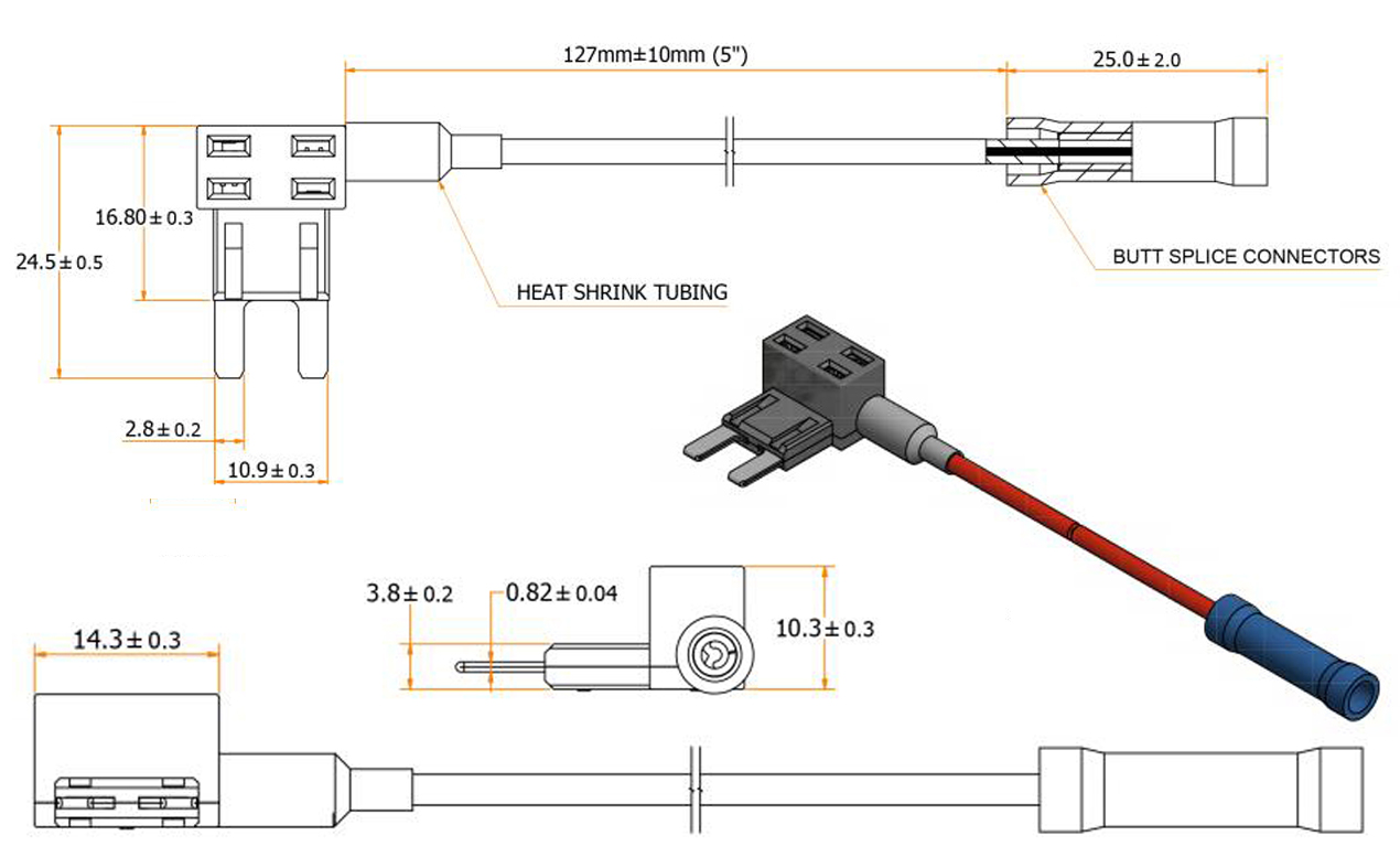 AWG 150mm датчика UL1015 16 добавляет кран взрывателя патрона предохранителя лезвия цепи ACS ATN a для рекордера движения