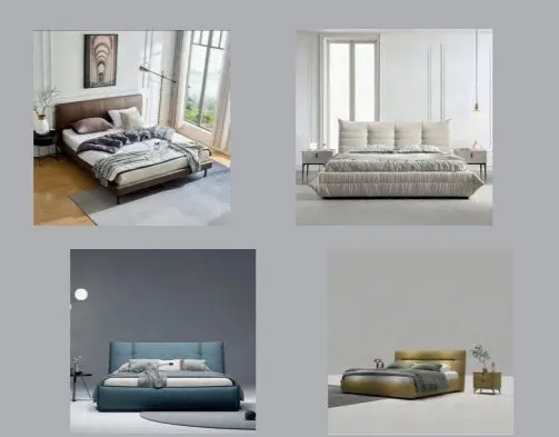 Minimalist Black Fabric Upholstered Bed with Layered Headboard