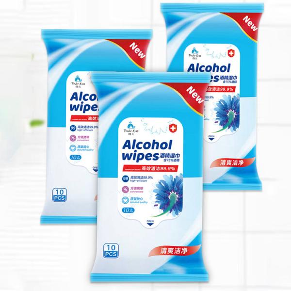 10 Pcs Alcohol Disinfectant Wipes Antibacterial Cleaning Wipes For Coronavirus Protection