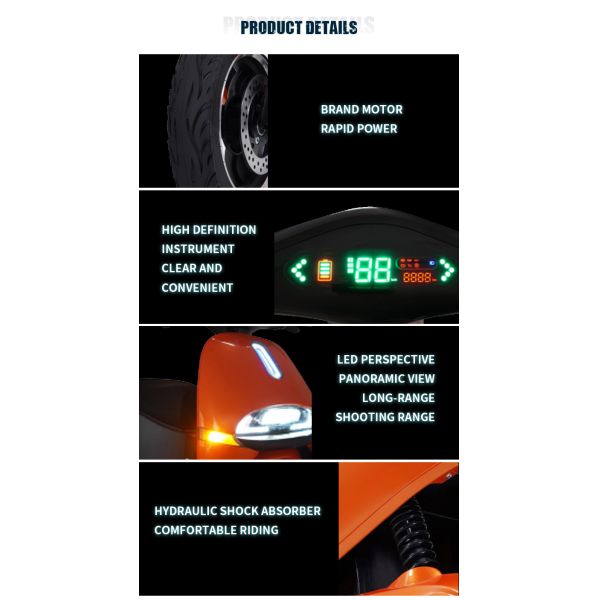 45km/hr Speed 2 Seats Electric Motorcycle Racing 10 Inch Wheel Hub Electric Scooter with Eec Coc Certificate