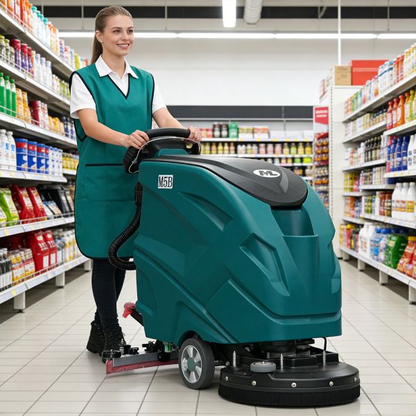 Walk Behind Floor Scrubber Industrial 83AH Battery Mechanical Design