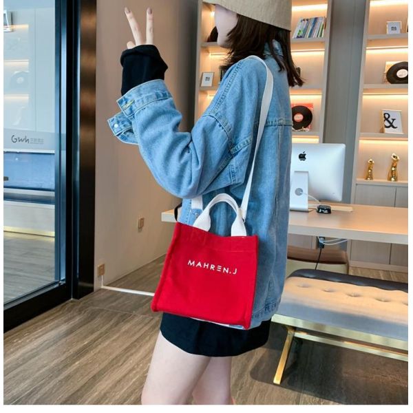 Customized Color Small Woman Cotton Canvas Shopping Tote Bag with Custom Printed Logo