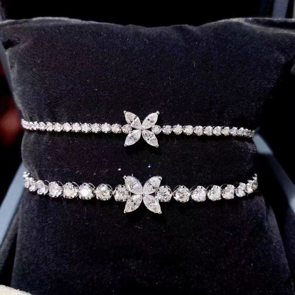 0.40ct-0.49ct D Lab Grown Diamond Royal Diamond Plated Gold Bracelet Full Diamond