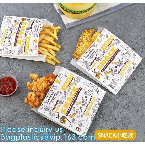 snack paper bag, snack bag, deli bag, deli paper bag, deli wrap bag, wrapping paper bag,fast food lunch bag, hot dog bag