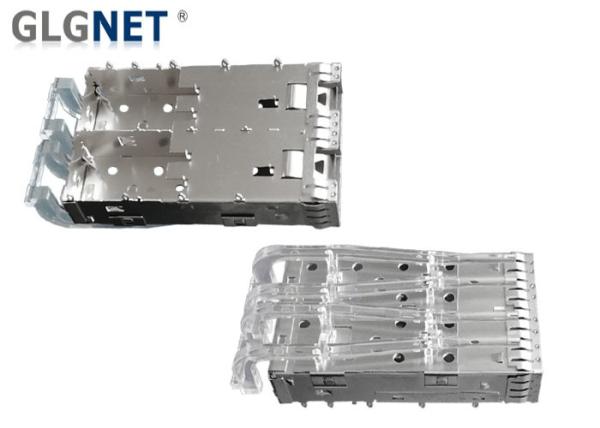 2 Ports SFP Cage Connector EMI Shield 10G Ethernet Applied With Light Pipes