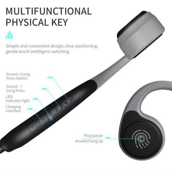 10m Bone Conduction Headphones Open Ear Bluetooth Sport Wireless Earbuds Built - In Mic