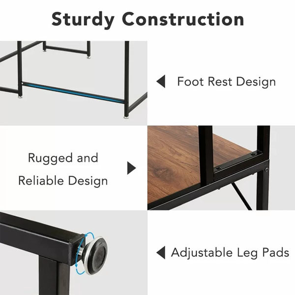 Customized Soho Solid Wood Gaming L Shape Desk with Metal Legs and Book Shelf Storage
