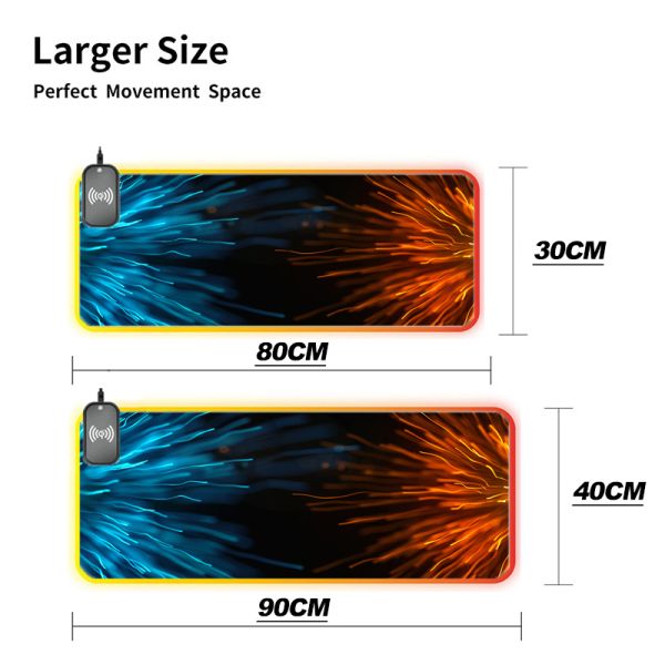 Custom Gaming Mouse Mat Wireless Charging Mouse Pad with Oversized RGB Luminous Desk Mat