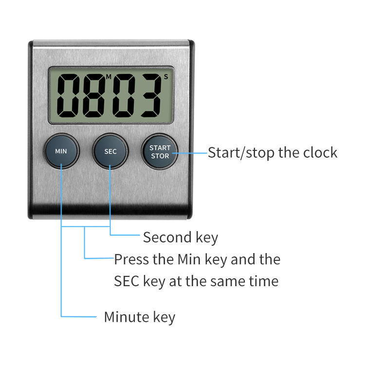 DTH-23 Digital Count Up And Down Magnetic Timer Clock With Alarm Fast Setting For Cooking Digital Countdown Kitchen Timer