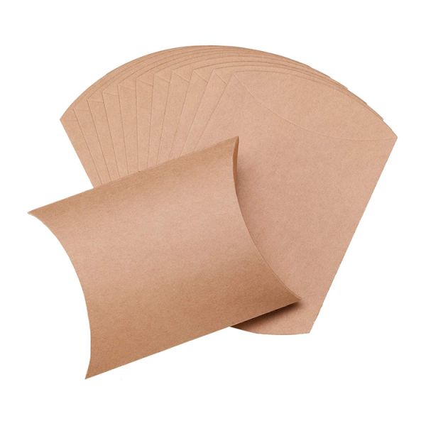 Custom Logo Heavy Duty Kraft Pillow Shape Candy Paper Box for Candy Storage Solution