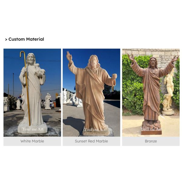 Customized Large Life Size Religious Sculpture Garden Decorative Pure White Marble Holy Family Church Statue