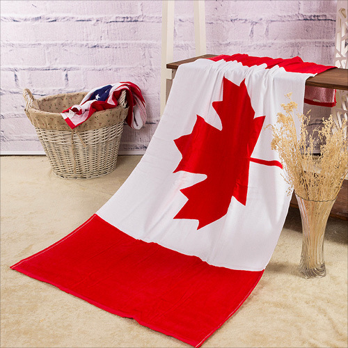 Towel Wholesale pure cotton Bath towel Beach Canadian flag   American flag British flag