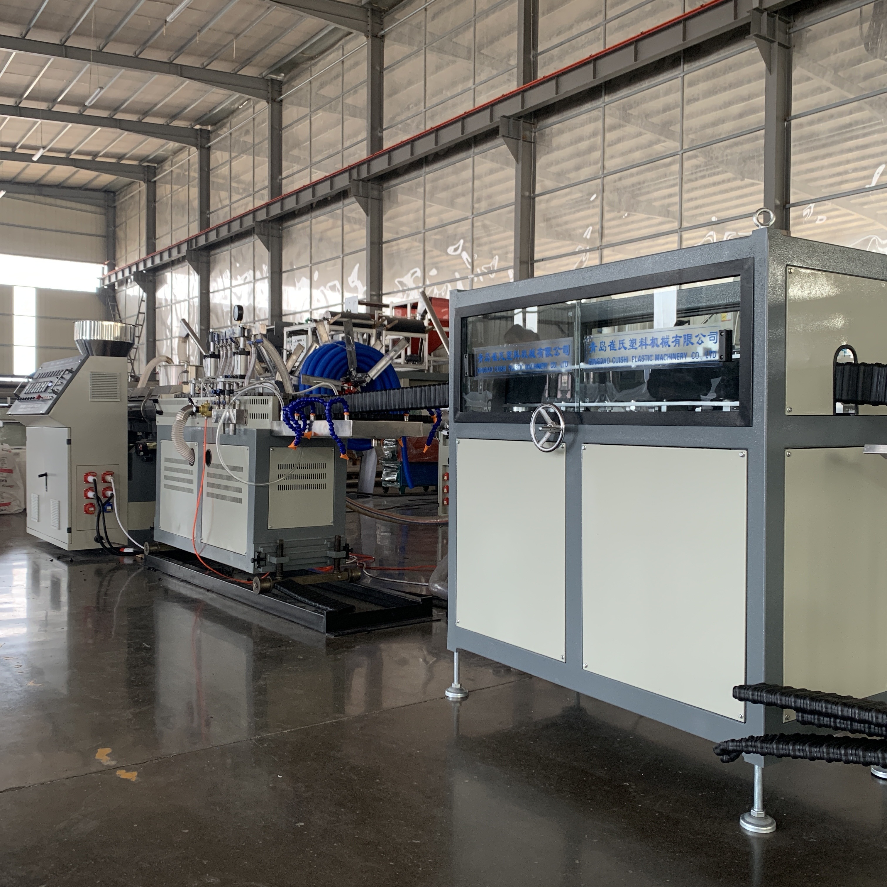 High Efficiency HDPE Prestressed Spiral Pipe Extrusion Machine Plastic Corrugated Duct Manufacturing Line