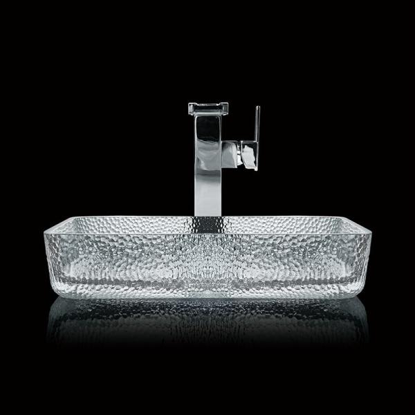 330mm 460mm Banheiro Lava-louças Tabela superior vidro superficial Die Casting Cristal claro