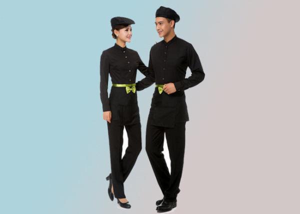 Solid Color Collar Restaurant Staff Uniform Long Sleeve With Shirt And Pants